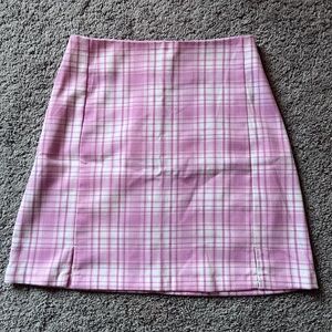 Brandy Melville John Galt pink and white plaid mini skirt - One size
